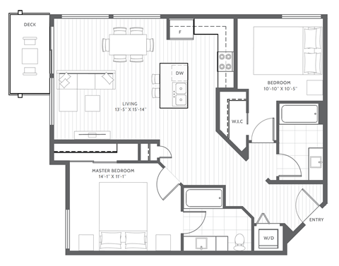 Two Bed Two Bath E2 Floor Plan at Harbor Heights 55+ Community, Olympia, 98501